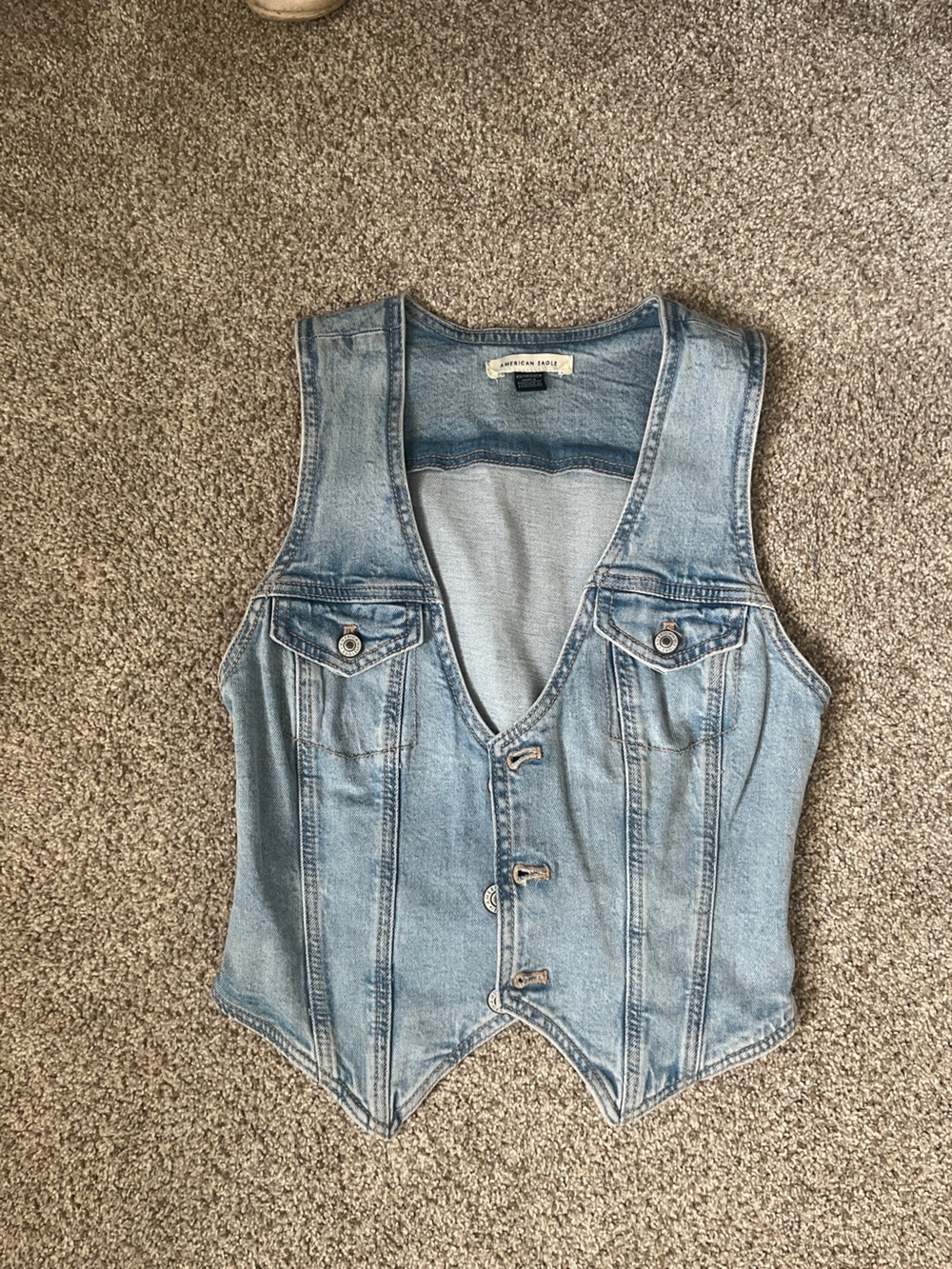 American Eagle Outfitters Light Wash Denim Vest - Women's
